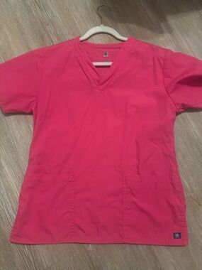 Bright Pink V-Neck Medical Scrub Top